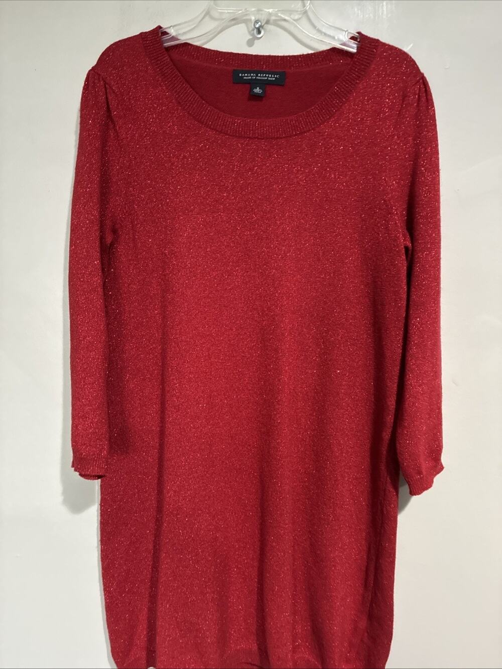 Banana Republic Red Sparkle Wool Cashmere Blend Sweater Dress Holiday Festive Sm
